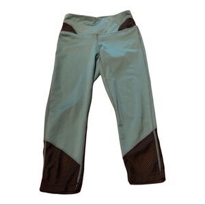 Zella Cropped Leggings Teal Black Mesh XS